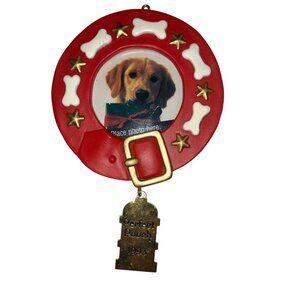 1993 Hallmark "Perfect Pooch" Red Dog Collar Photo Holder Ornament